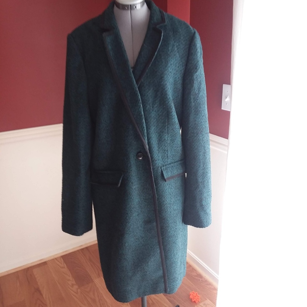 Green/Black Houndstooth Tall Duster Coat